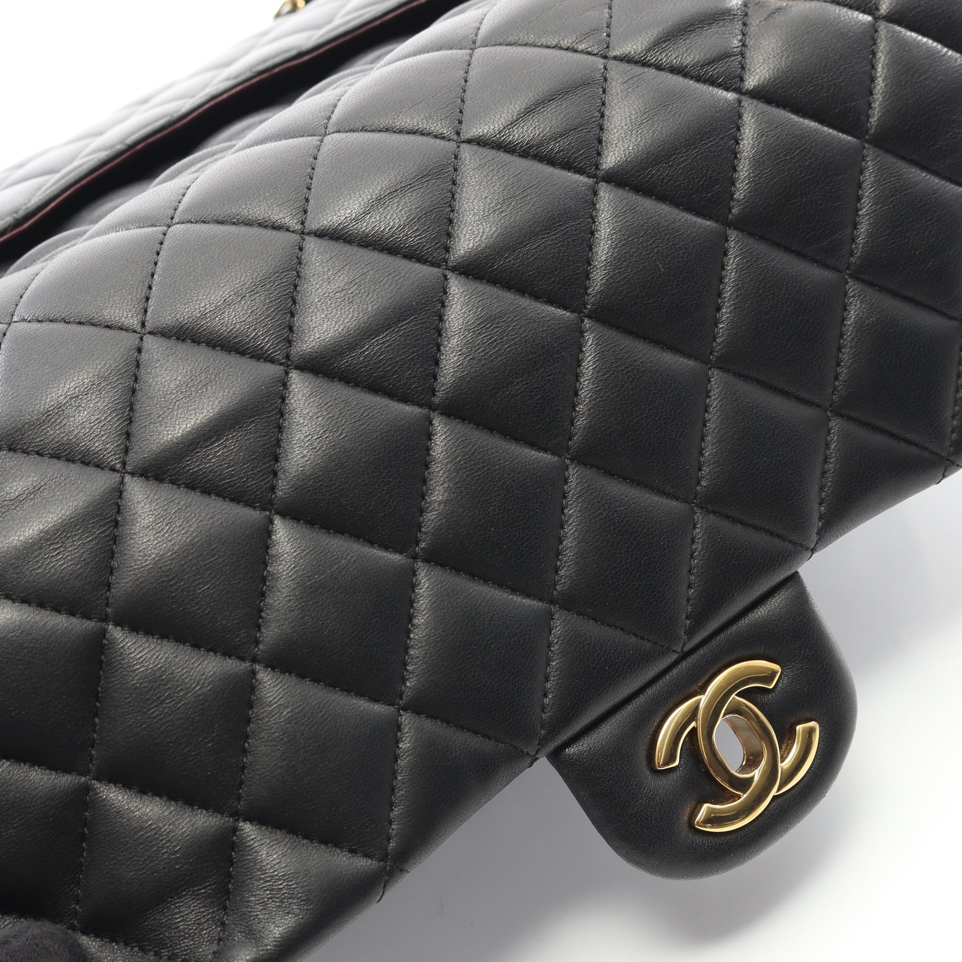 マトラッセ Wフラップ Wチェーンショルダーバッグ ラムスキン ブラック ゴールド金具 シャネル バッグ CHANEL