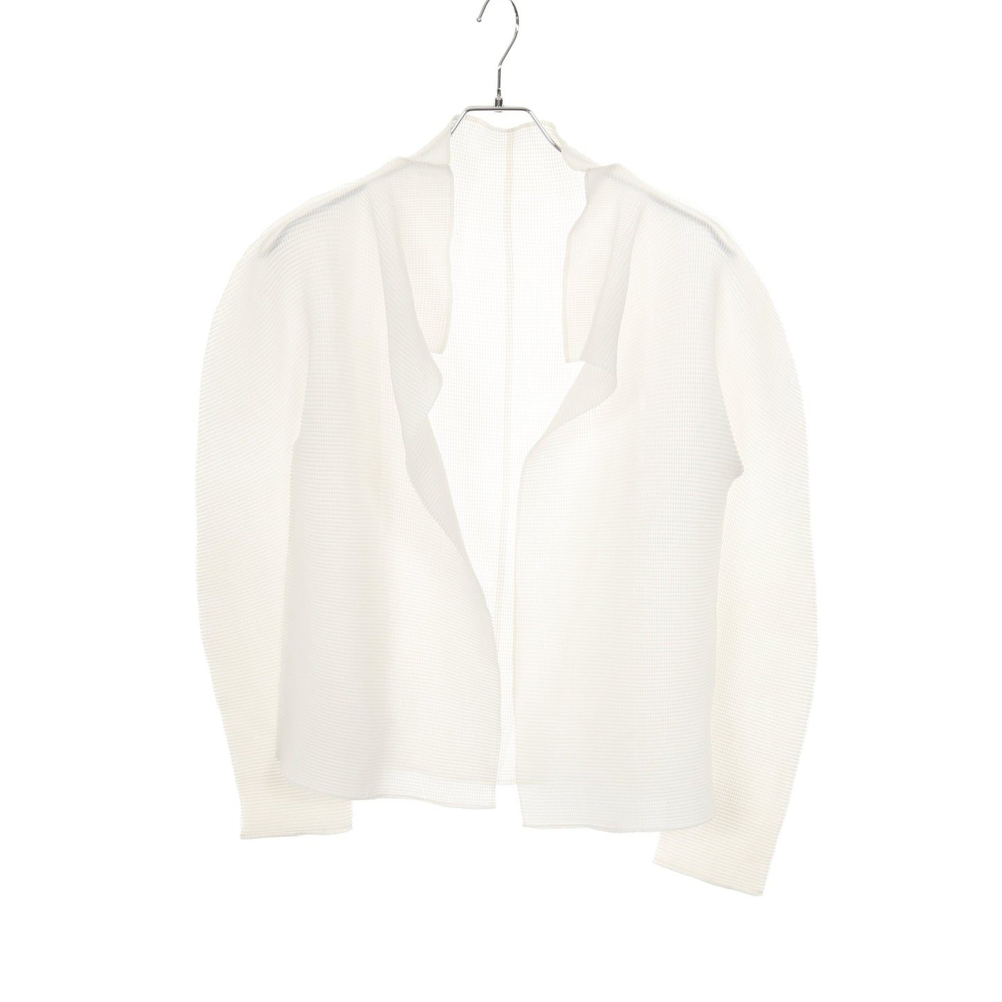 ストレッチ プリーツ カーディガン ホワイト ミーイッセイミヤケ トップス me ISSEY MIYAKE