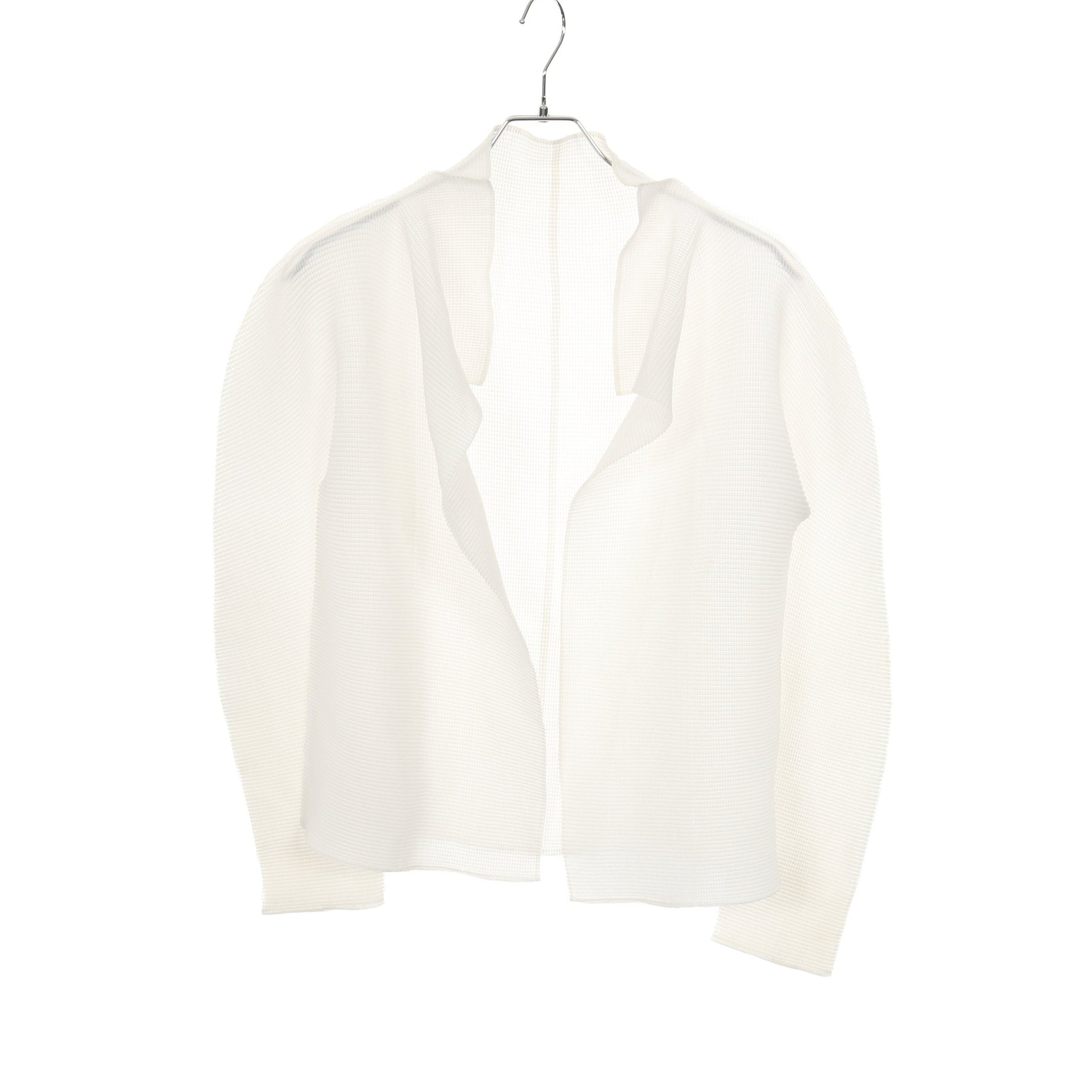 ストレッチ プリーツ カーディガン ホワイト ミーイッセイミヤケ トップス me ISSEY MIYAKE