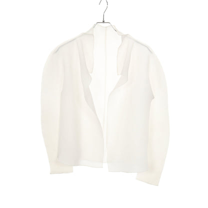 ストレッチ プリーツ カーディガン ホワイト ミーイッセイミヤケ トップス me ISSEY MIYAKE