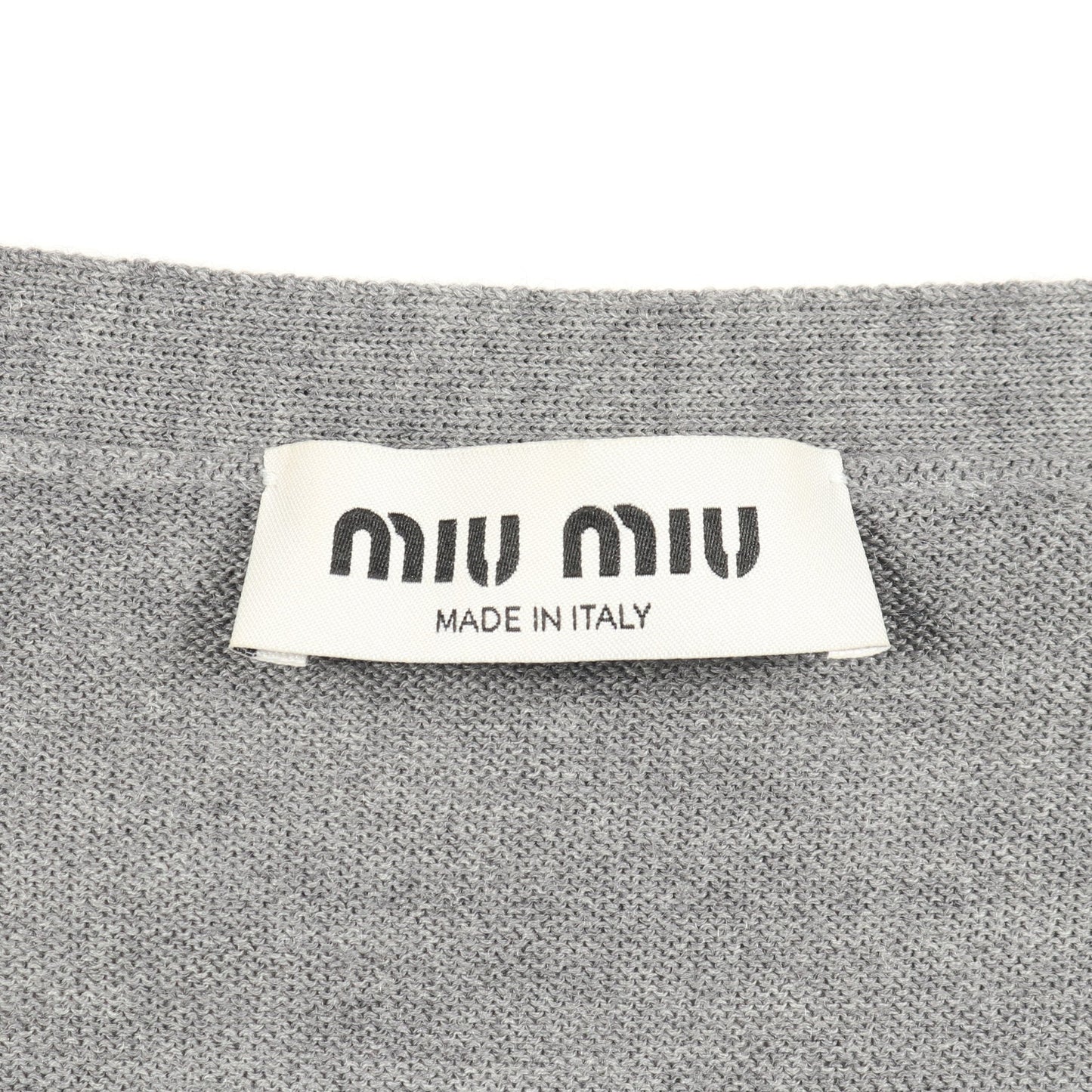 カーディガン ロゴ ウール グレー ミュウミュウ トップス miu miu