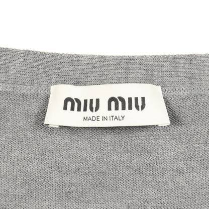 カーディガン ロゴ ウール グレー ミュウミュウ トップス miu miu