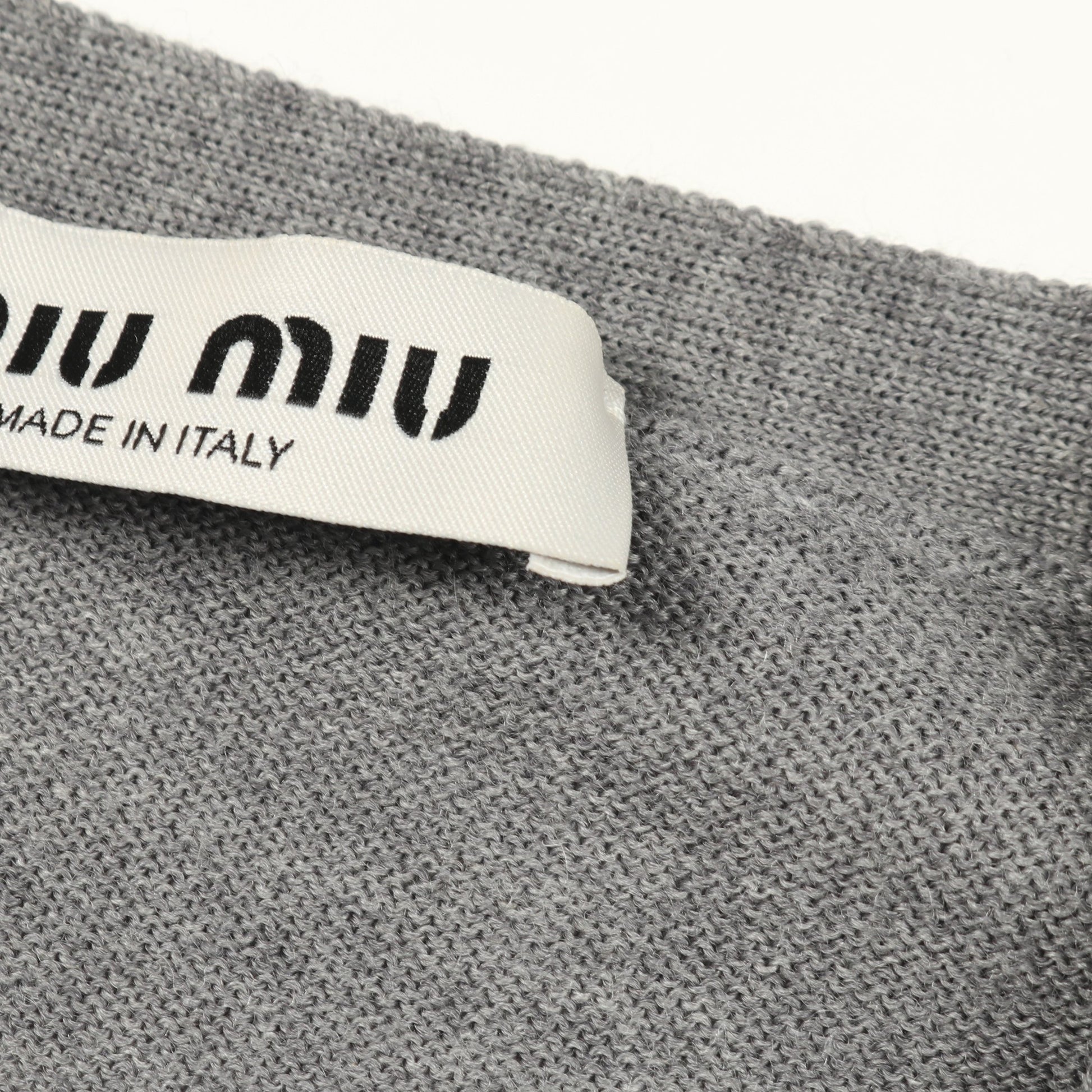 カーディガン ロゴ ウール グレー ミュウミュウ トップス miu miu