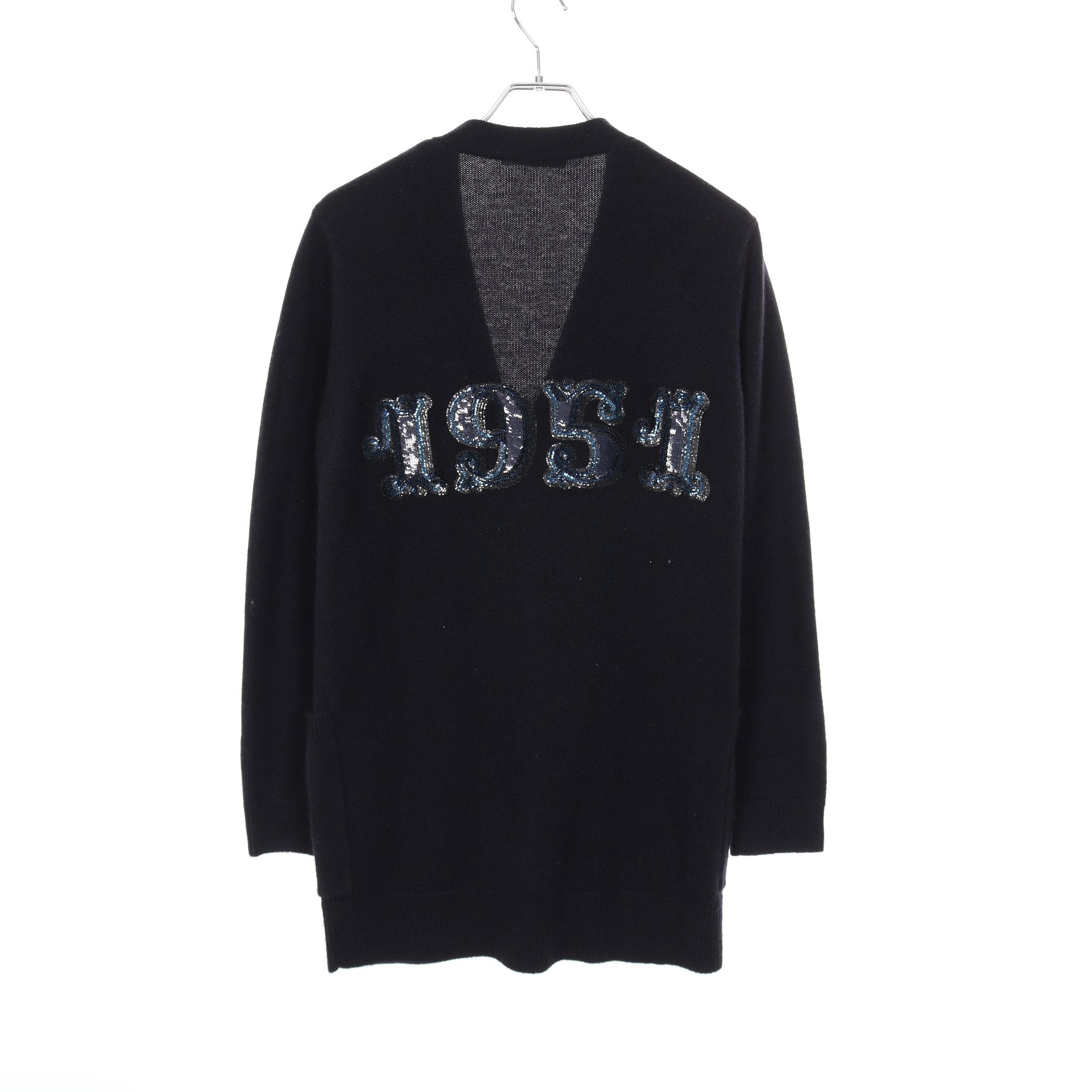 VILLAR カーディガン スパンコール ウール カシミヤ ネイビー マックス