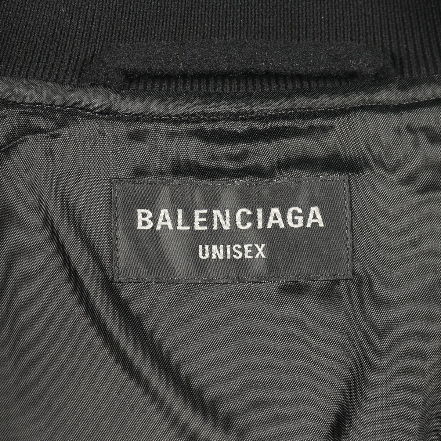ロゴ刺繡 ボンバージャケット ウール ブラック バレンシアガ アウター BALENCIAGA