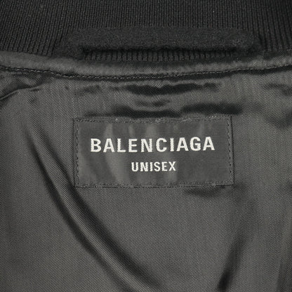 ロゴ刺繡 ボンバージャケット ウール ブラック バレンシアガ アウター BALENCIAGA