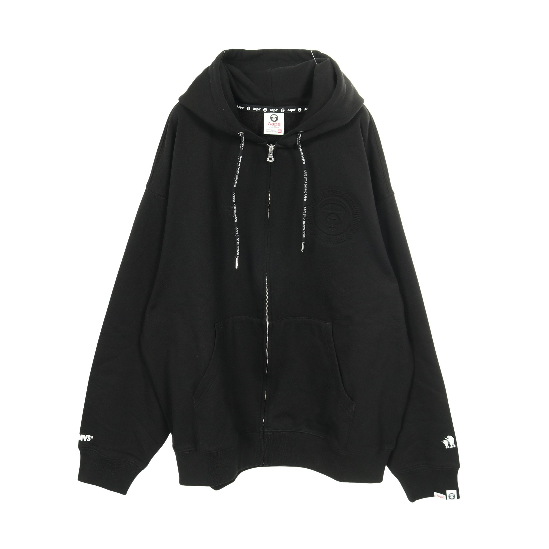 AAPE BASIC ZIP UP HOODIE ジップアップパーカー コットン ブラック