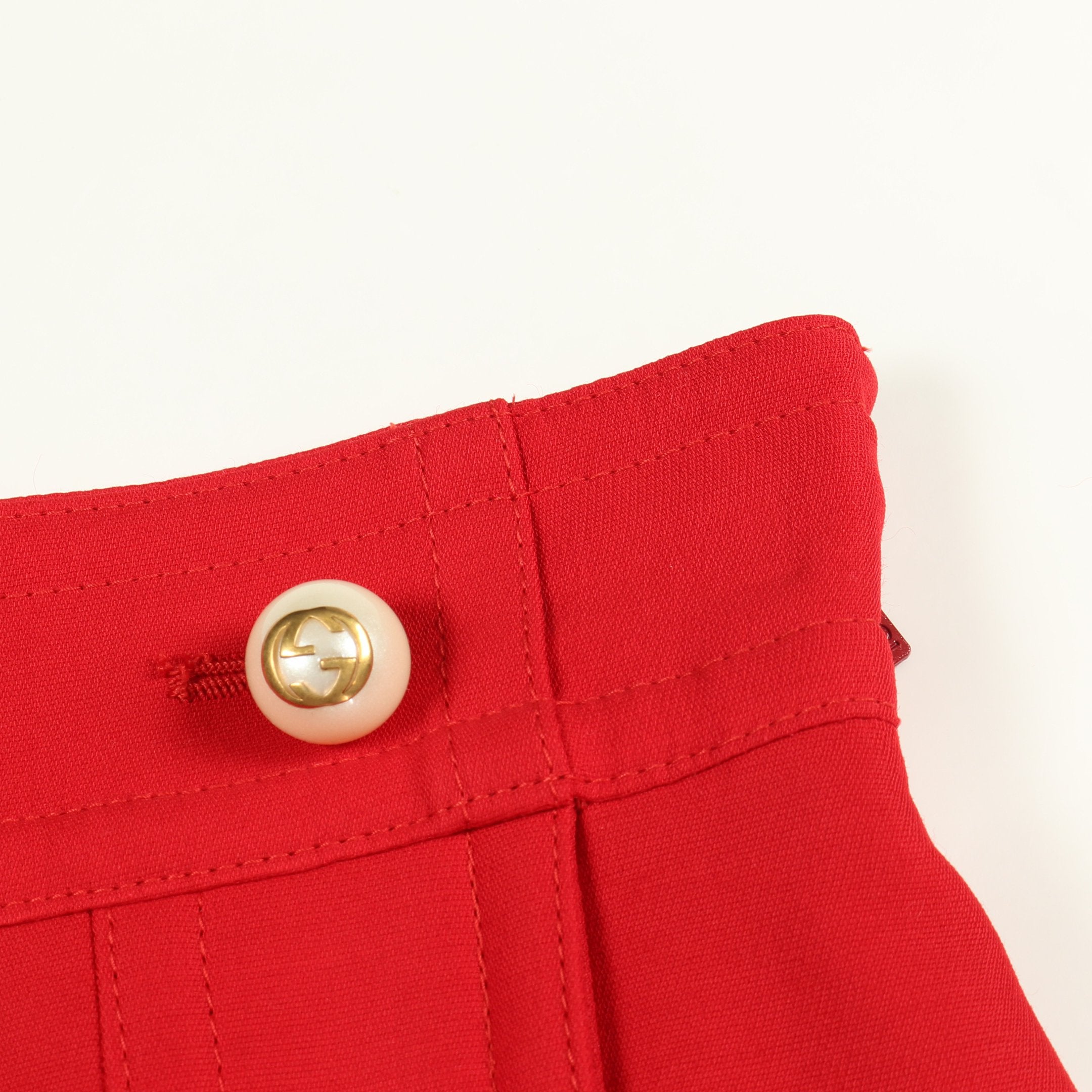 GGパールボタン スカート ウール レッド グッチ – RECLO