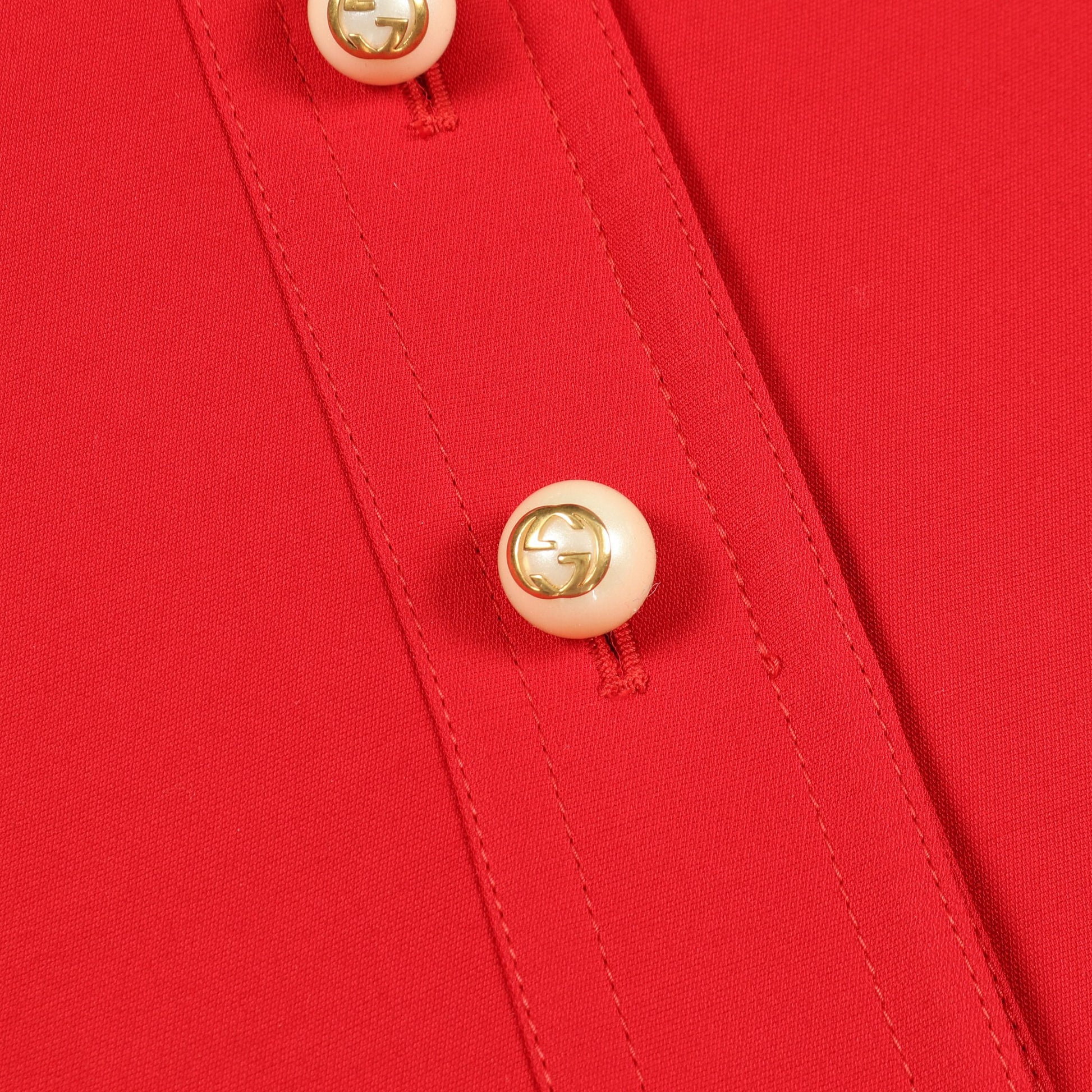 GGパールボタン スカート ウール レッド グッチ ボトムス GUCCI