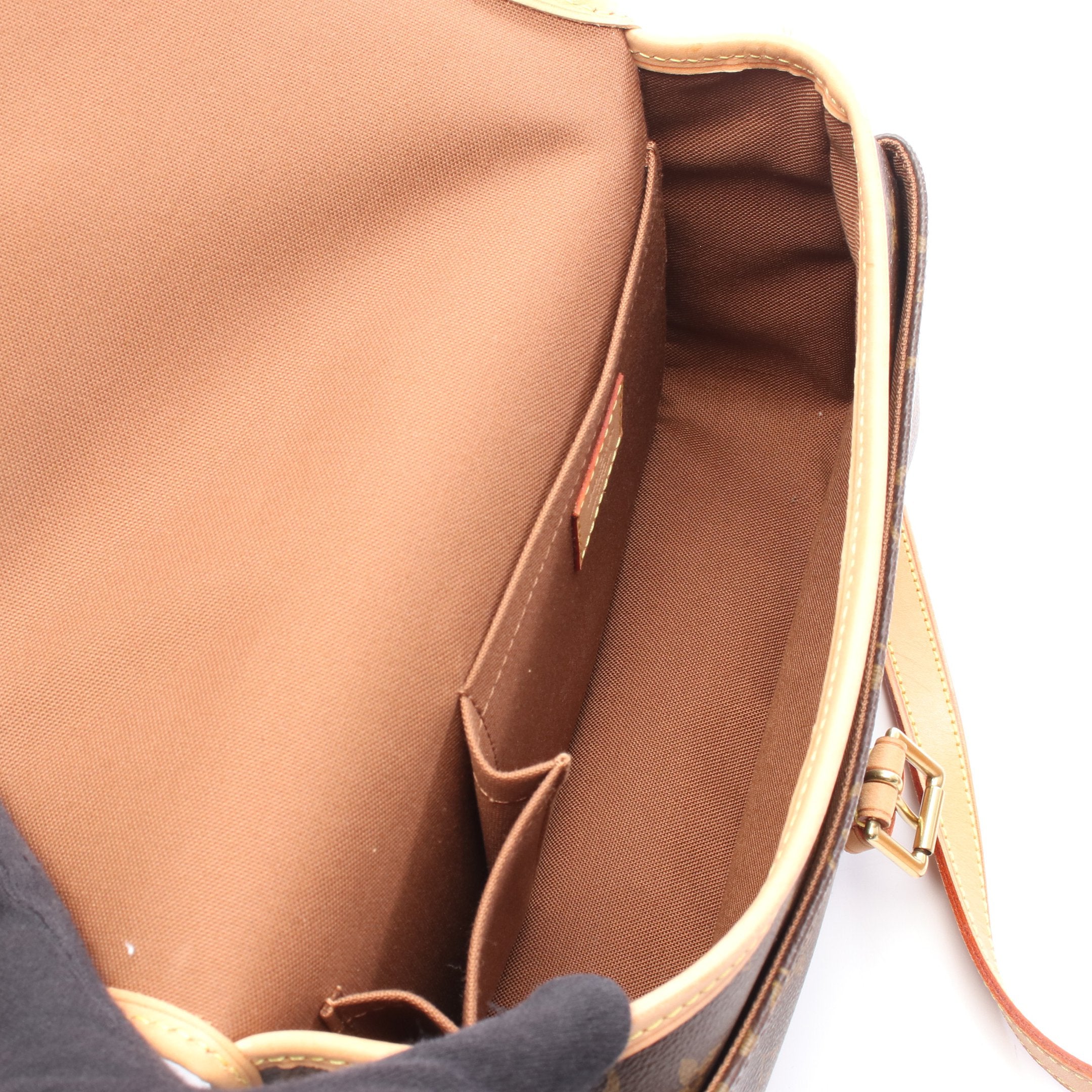 ソローニュ モノグラム ショルダーバッグ PVC レザー ブラウン ルイ