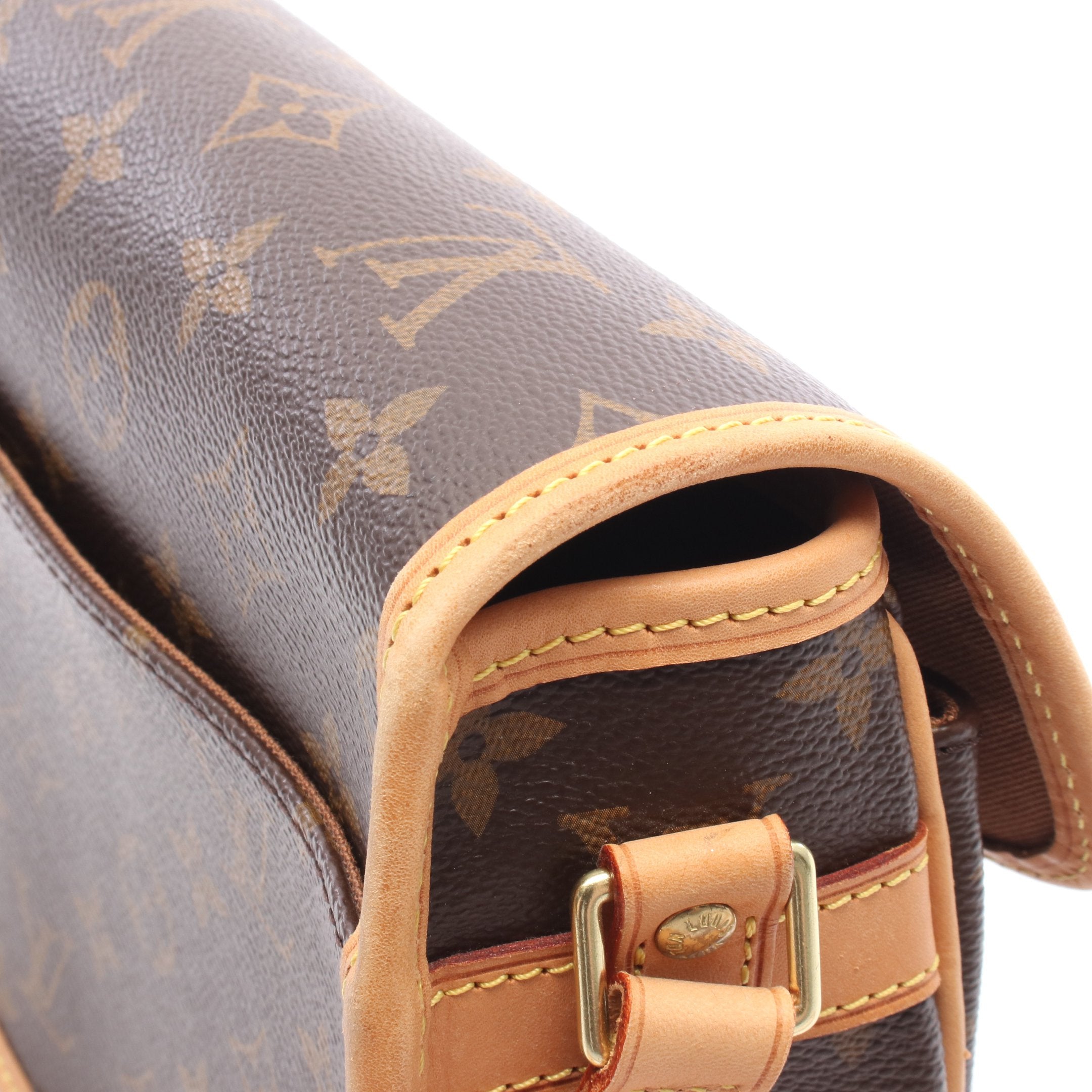 ソローニュ モノグラム ショルダーバッグ PVC レザー ブラウン ルイ