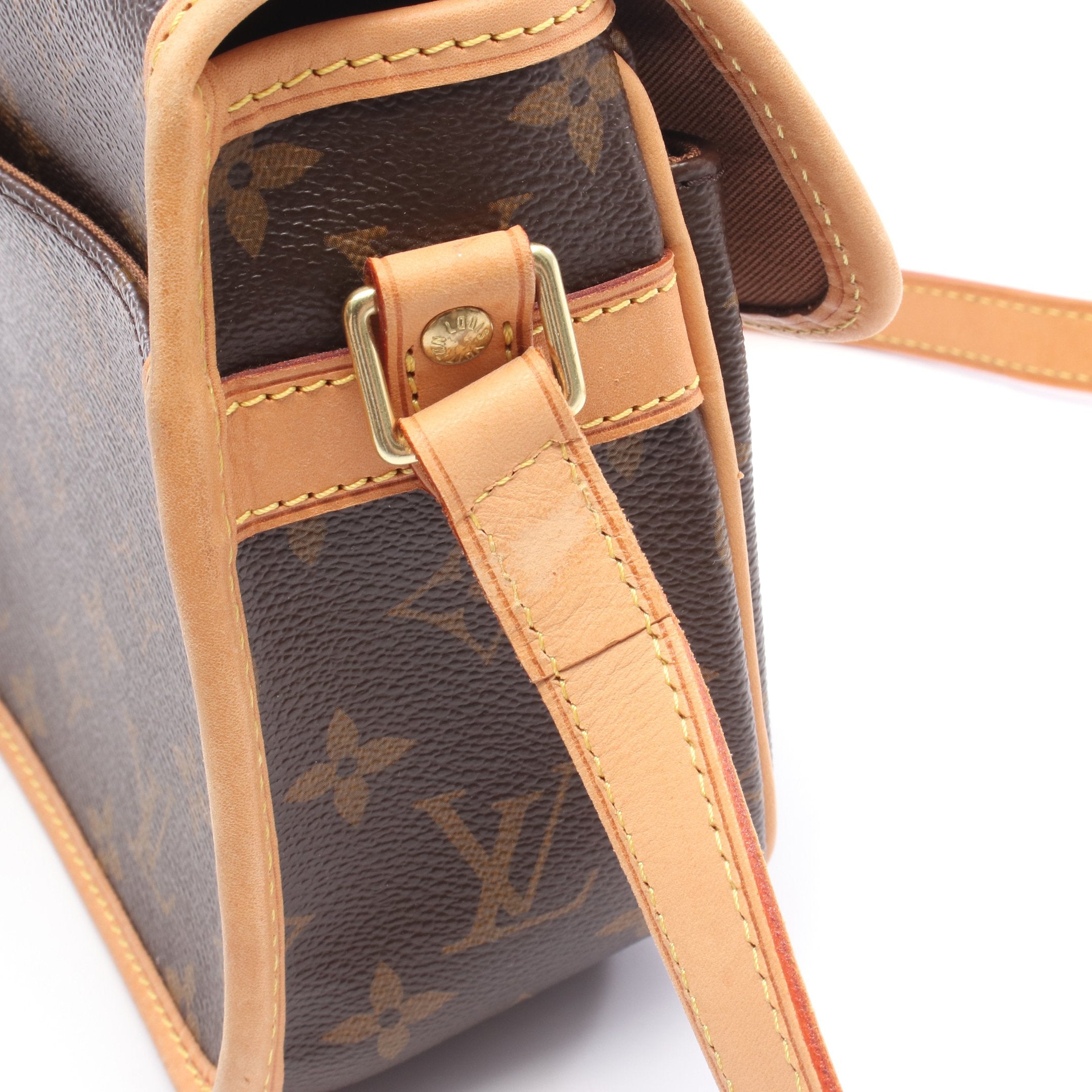 ソローニュ モノグラム ショルダーバッグ PVC レザー ブラウン ルイ