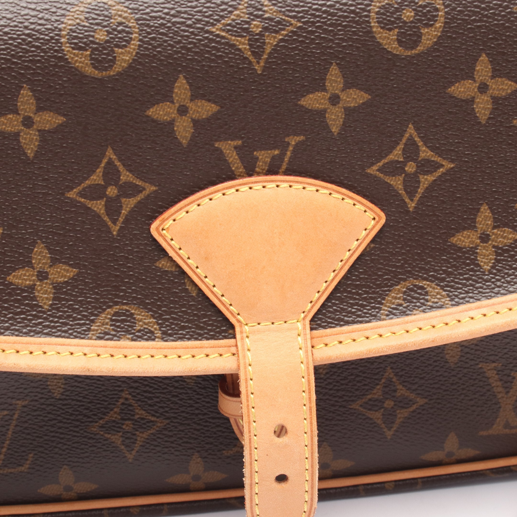 ソローニュ モノグラム ショルダーバッグ PVC レザー ブラウン ルイ