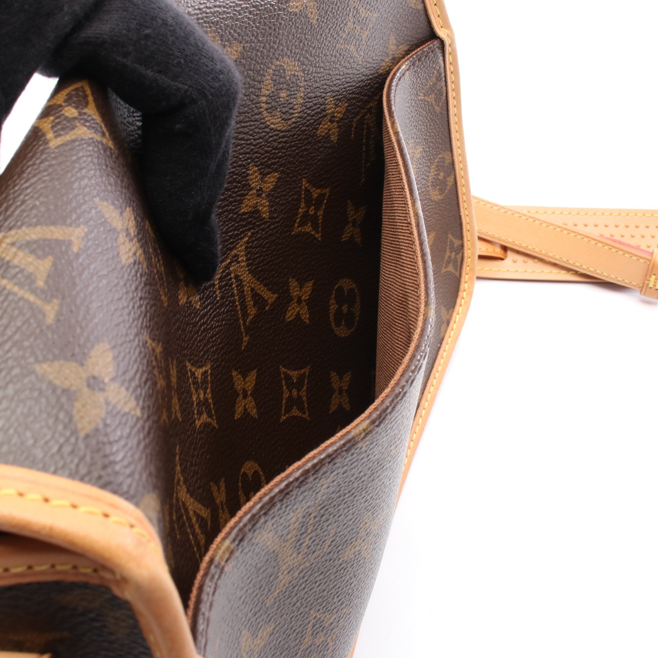 ソローニュ モノグラム ショルダーバッグ PVC レザー ブラウン ルイ