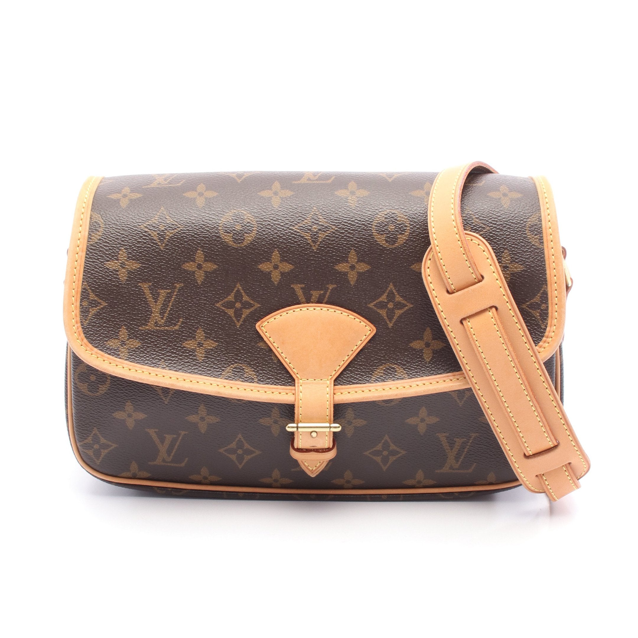 ソローニュ モノグラム ショルダーバッグ PVC レザー ブラウン ルイ