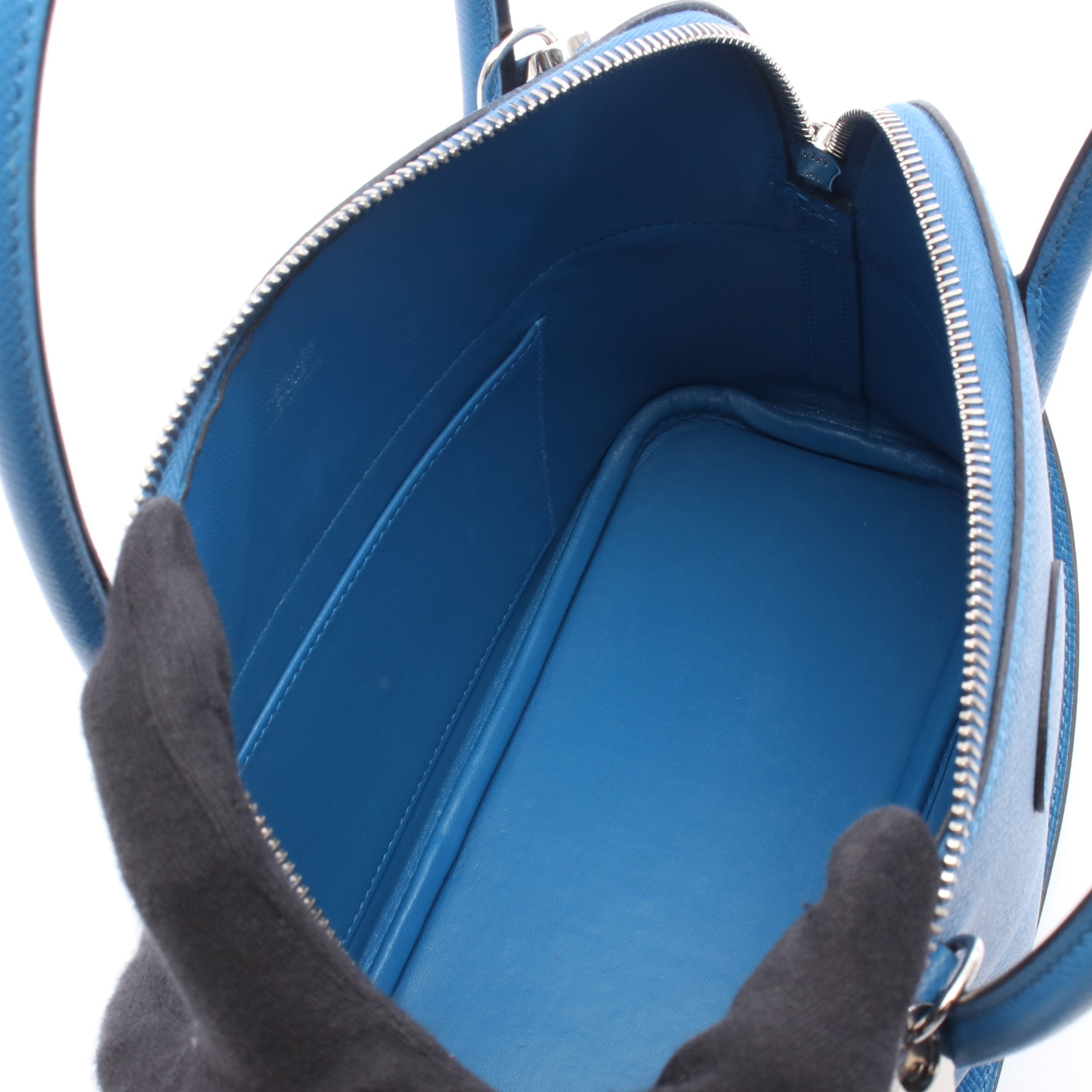 ボリード27 ハンドバッグ ヴォーエプソン ブルー シルバー金具 2WAY Z