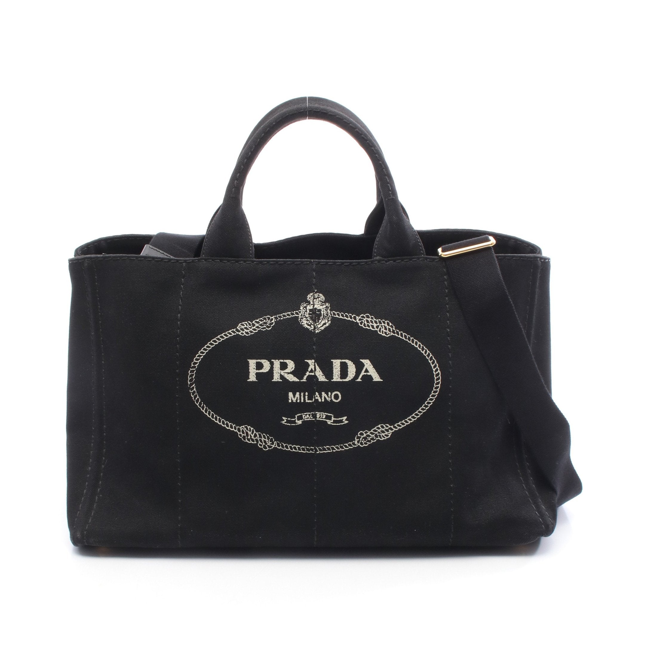 PRADA ブラックキャンバスバッグ　カナパ CANAPA カナパ ハンドバッグ トートバッグ キャンバス ブラック 2WAY