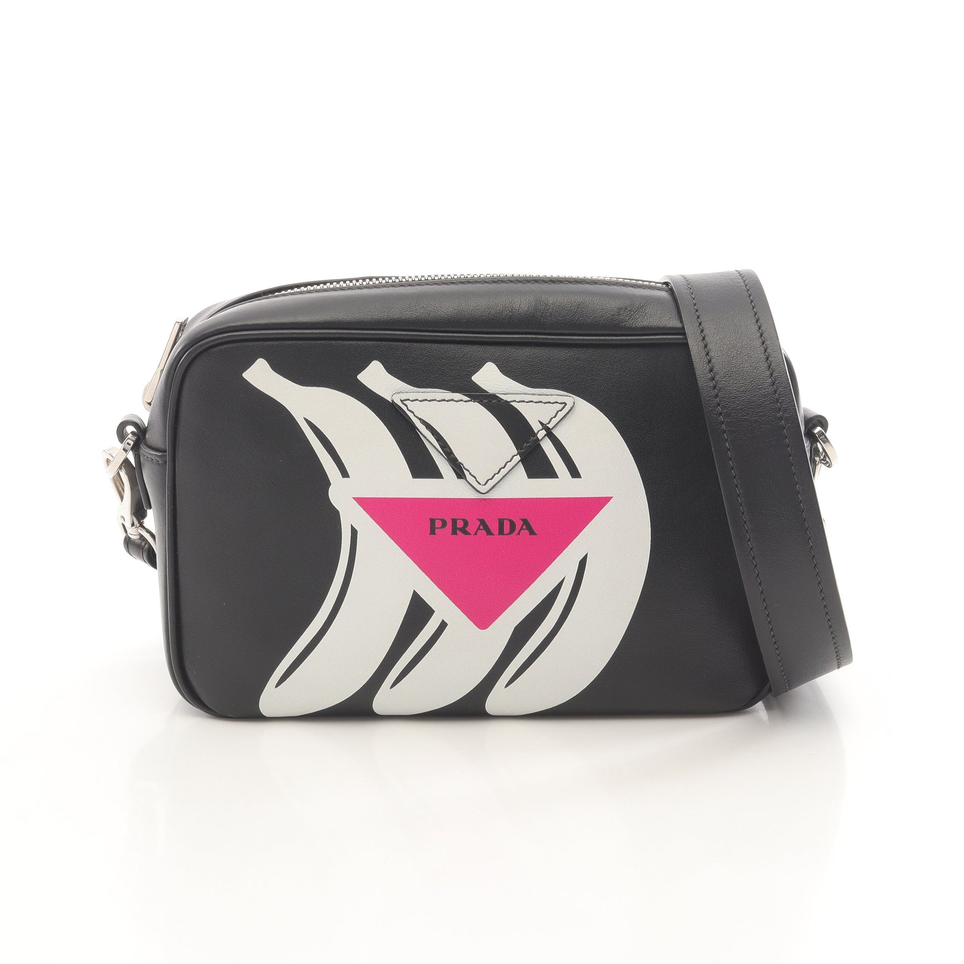 ショルダーバッグ バナナ レザー ブラック ホワイト ピンクパープル トライアングルロゴ プラダ バッグ PRADA