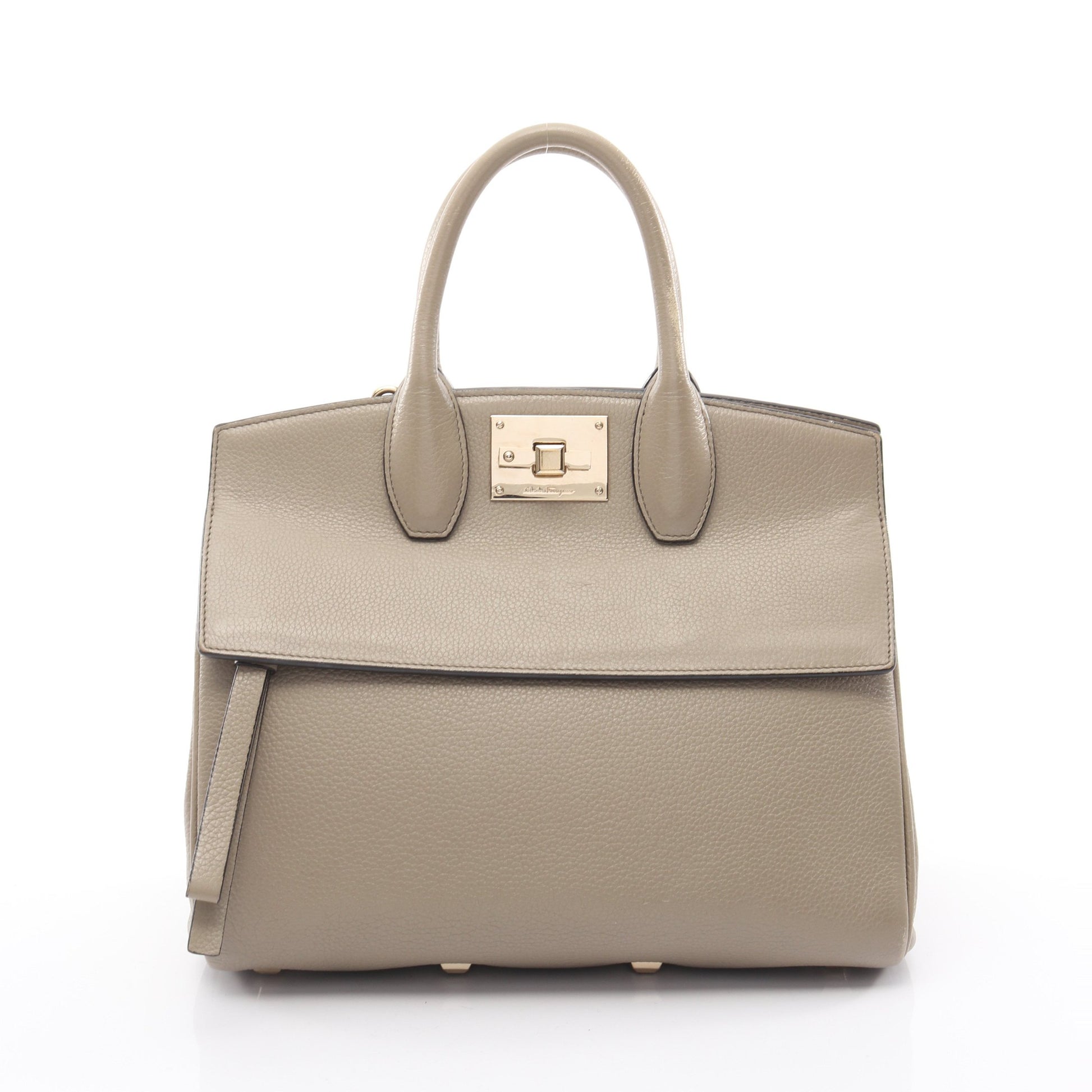 ガンチーニ ハンドバッグ レザー ベージュ サルヴァトーレフェラガモ  
