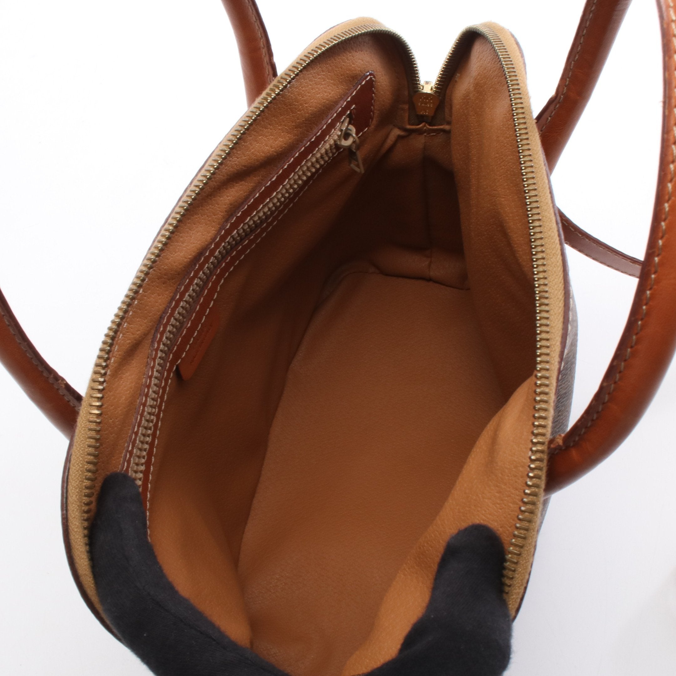 マカダム ハンドバッグ PVC レザー ダークブラウン ブラウン 2WAY