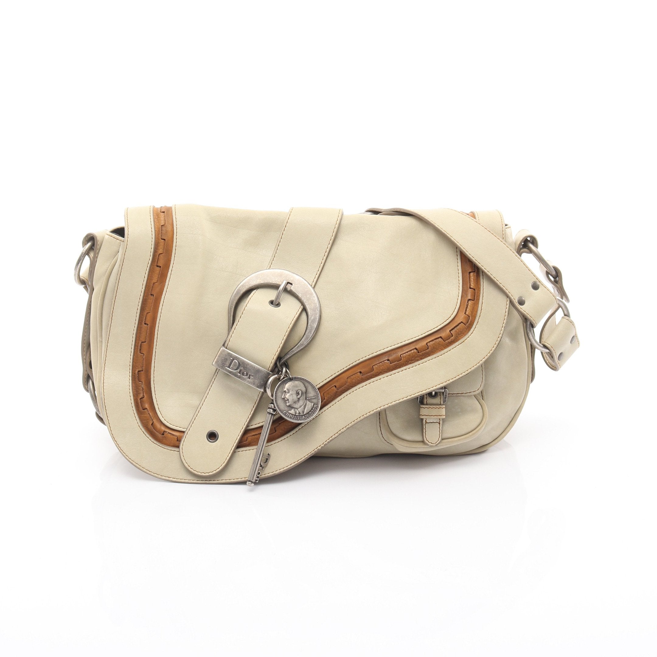 ガウチョ ワンショルダーバッグ レザー アイボリー ブラウン