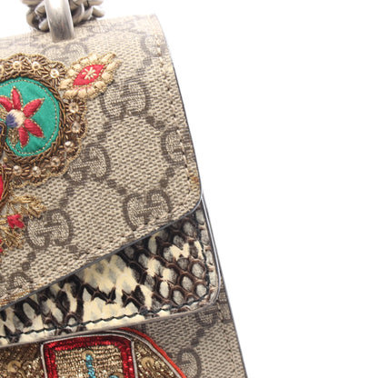 ディオニュソス GGスプリーム チェーンショルダーバッグ 刺繍 PVC パイソン ベージュ マルチカラー グッチ バッグ GUCCI