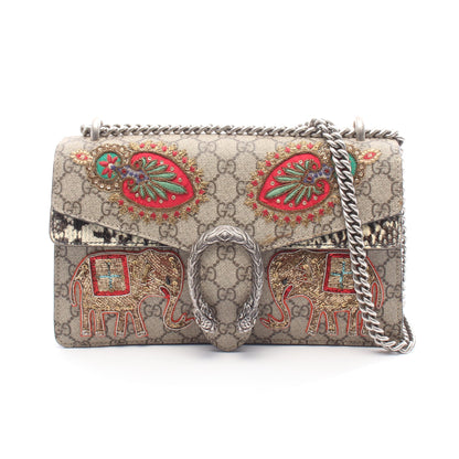 ディオニュソス GGスプリーム チェーンショルダーバッグ 刺繍 PVC パイソン ベージュ マルチカラー グッチ バッグ GUCCI