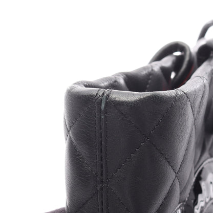 カンボンライン ラージ ショルダーバッグ トートバッグ ラムスキン ブラック シルバー金具 シャネル バッグ CHANEL
