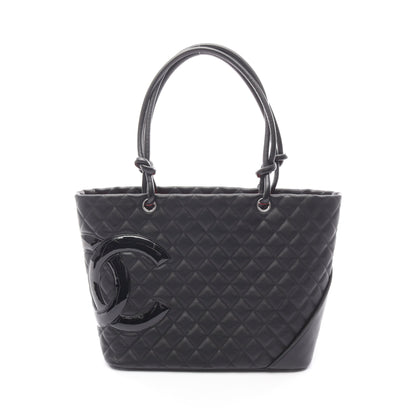 カンボンライン ラージ ショルダーバッグ トートバッグ ラムスキン ブラック シルバー金具 シャネル バッグ CHANEL