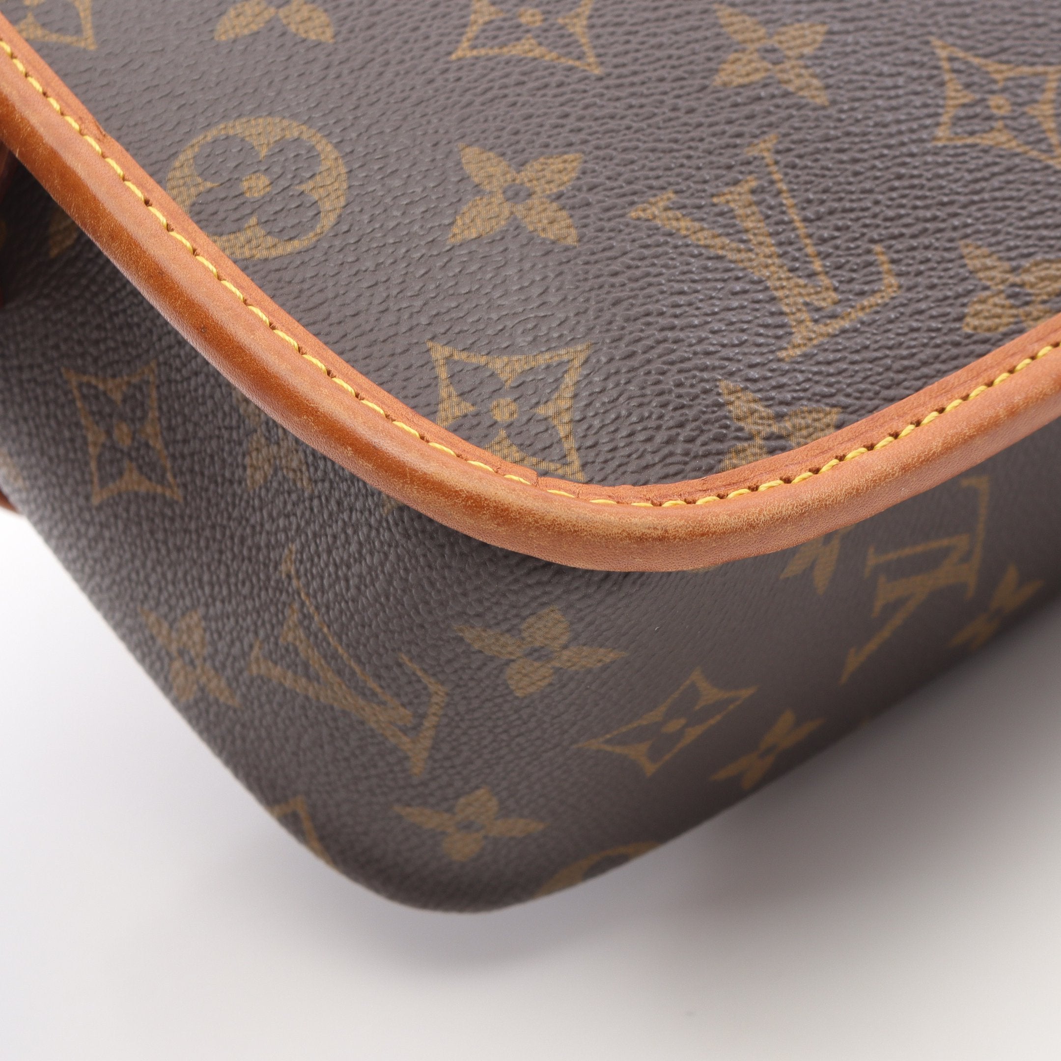 ソローニュ モノグラム ショルダーバッグ PVC レザー ブラウン ルイ