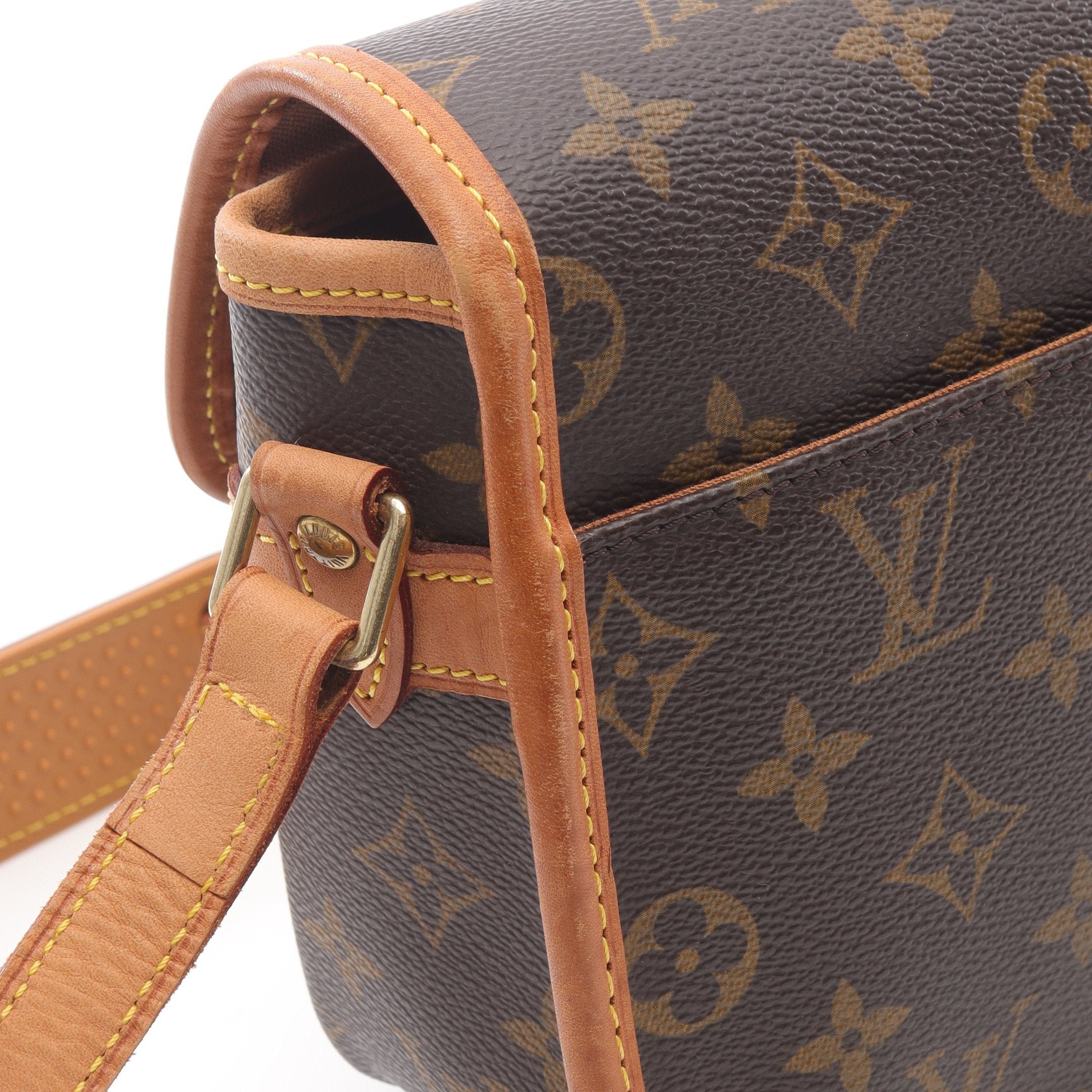 ソローニュ モノグラム ショルダーバッグ PVC レザー ブラウン ルイ