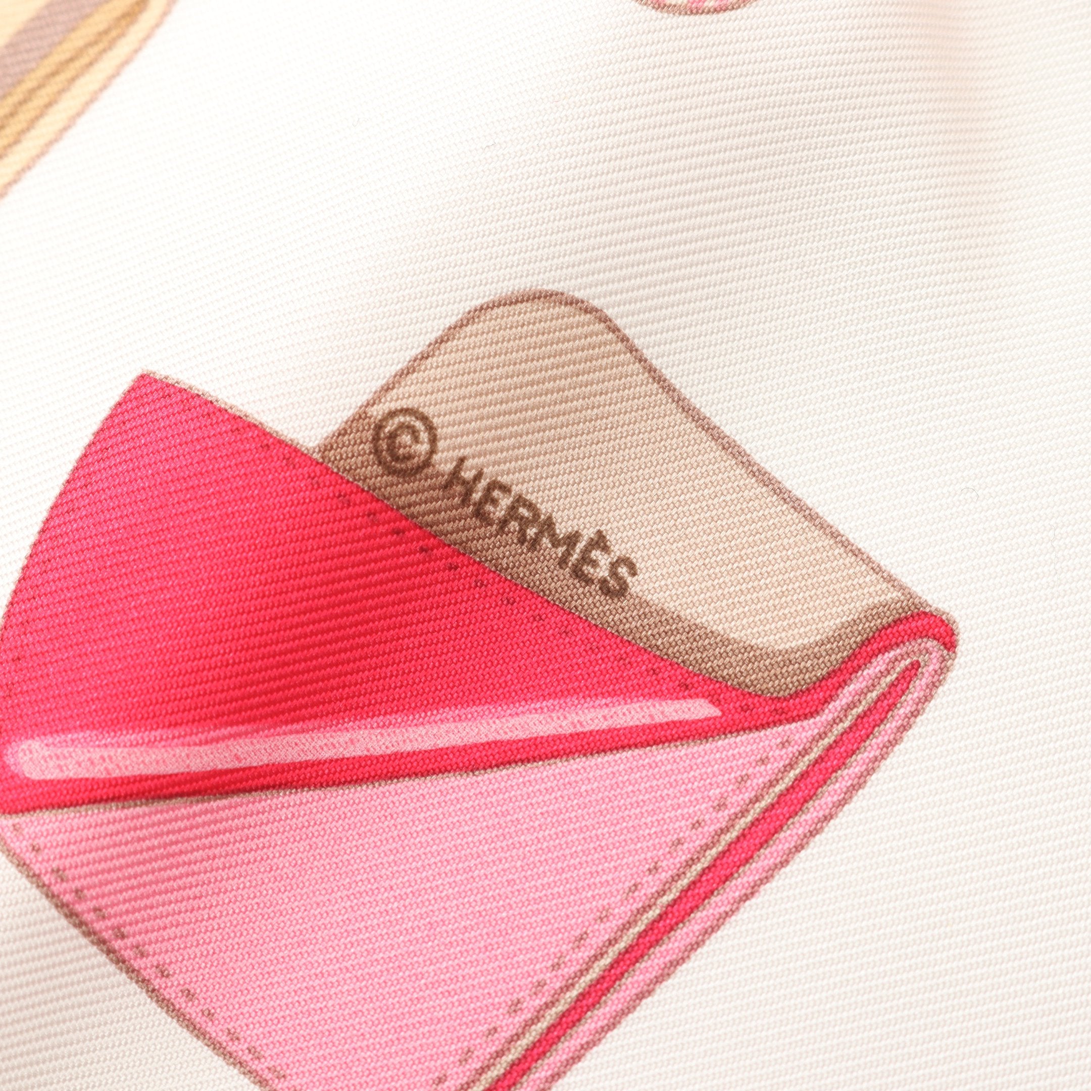 カレ90 ALBUMS DE COLPORTAGE スカーフ シルク ホワイト ピンク マルチ