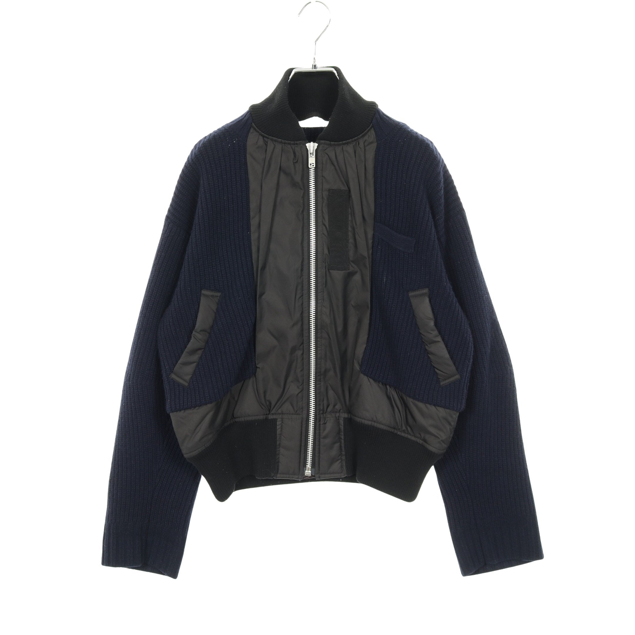 ブルゾン ボンバージャケット ウール ブラック ネイビー 切替 サカイ