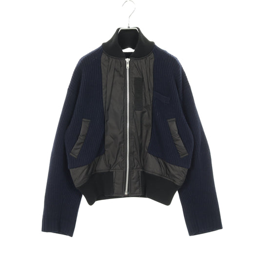 ブルゾン ボンバージャケット ウール ブラック ネイビー 切替 サカイ