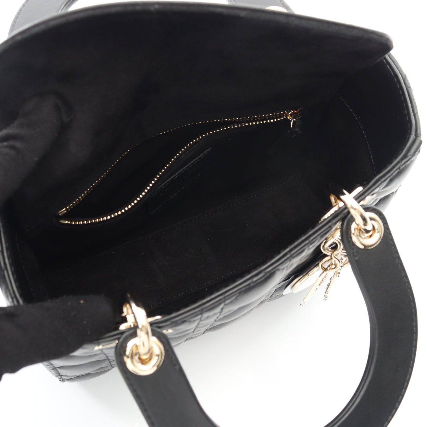 LADY DIOR MY ABCDIOR レディディオール スモール カナージュ ハンドバッグ レザー ブラック 2WAY クリスチャンディオール バッグ Christian Dior