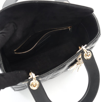 LADY DIOR MY ABCDIOR レディディオール スモール カナージュ ハンドバッグ レザー ブラック 2WAY クリスチャンディオール バッグ Christian Dior