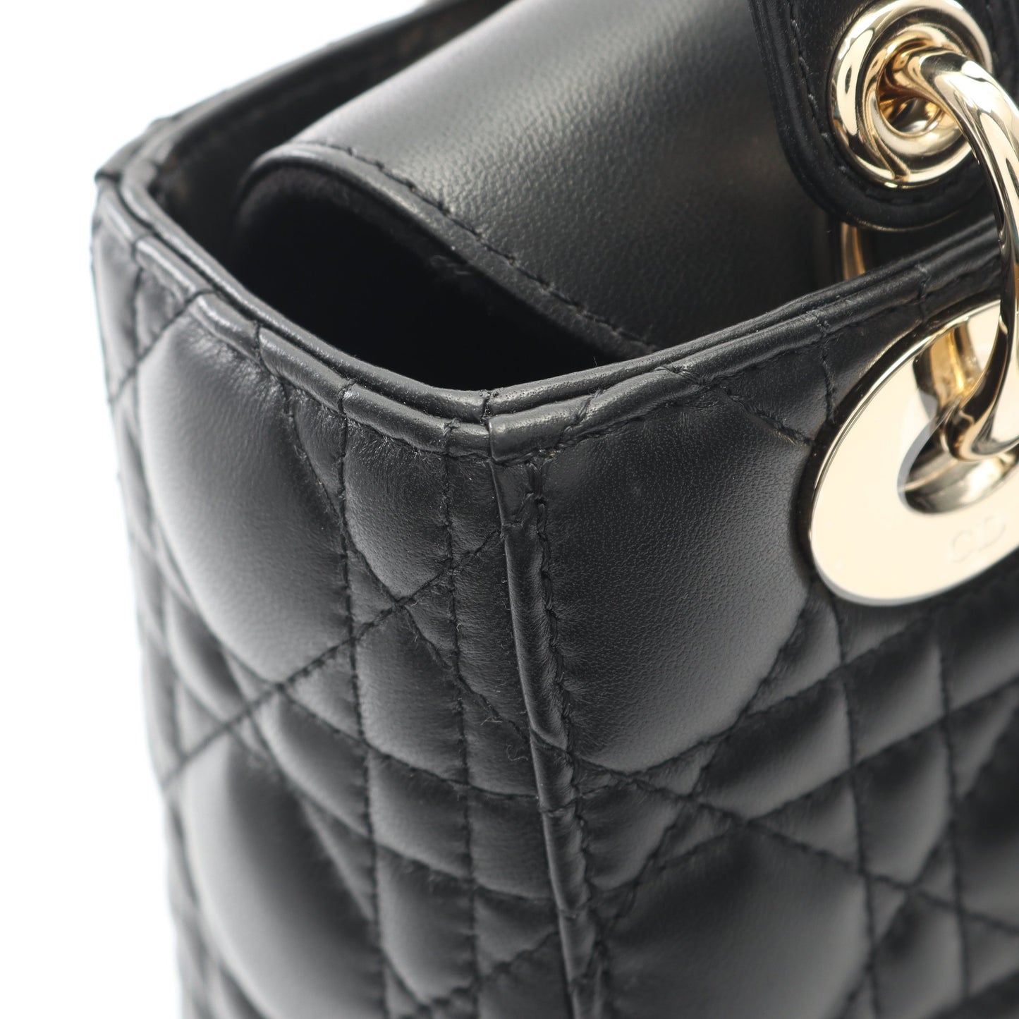 LADY DIOR MY ABCDIOR レディディオール スモール カナージュ ハンドバッグ レザー ブラック 2WAY クリスチャンディオール バッグ Christian Dior