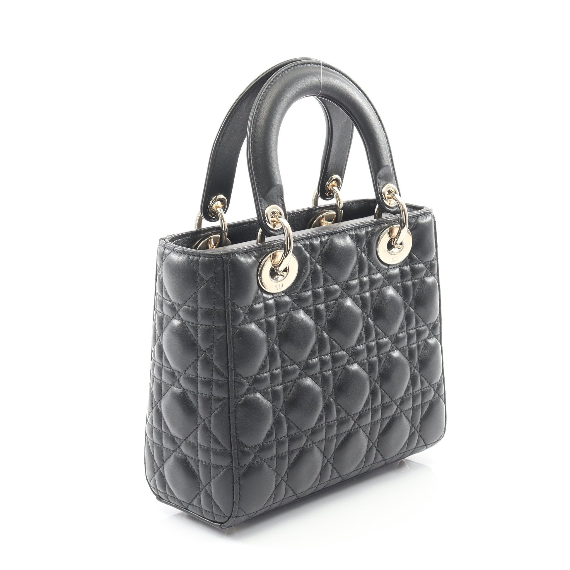 LADY DIOR MY ABCDIOR レディディオール スモール カナージュ ハンドバッグ レザー ブラック 2WAY クリスチャンディオール バッグ Christian Dior