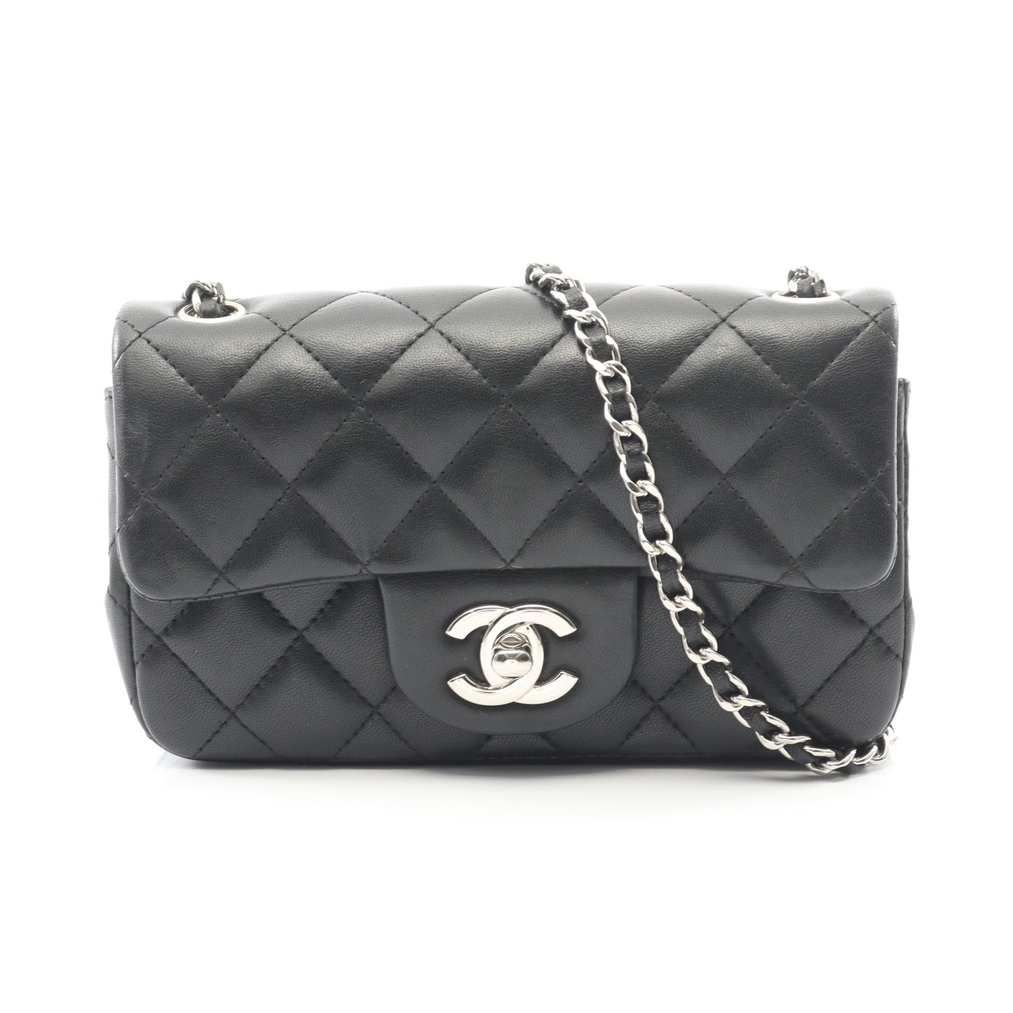 エクストラ ミニ マトラッセ チェーンショルダーバッグ ラムスキン ブラック シルバー金具 シャネル バッグ CHANEL