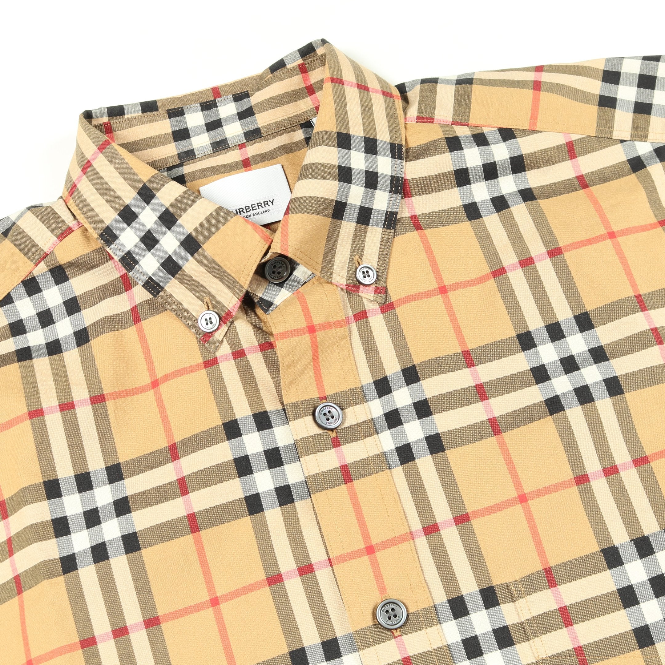 ノバチェック シャツ ボタンダウン 長袖 コットン ブラウン マルチ