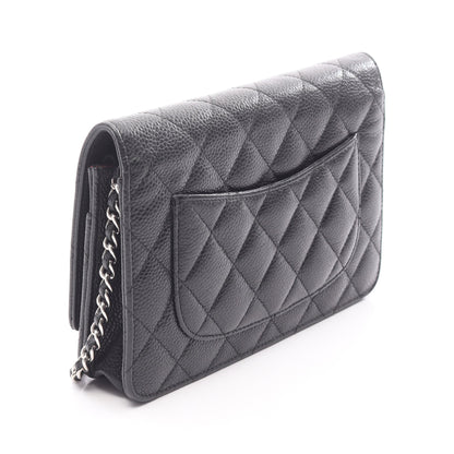 マトラッセ チェーンウォレット キャビアスキン ブラック シルバー金具 シャネル バッグ CHANEL