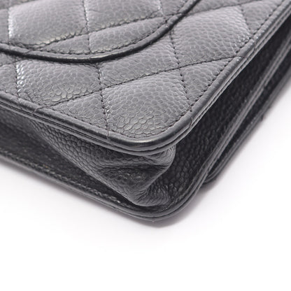 マトラッセ チェーンウォレット キャビアスキン ブラック シルバー金具 シャネル バッグ CHANEL