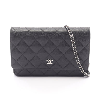 マトラッセ チェーンウォレット キャビアスキン ブラック シルバー金具 シャネル バッグ CHANEL