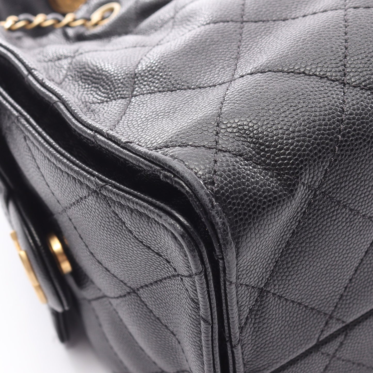 シャネル25 スモール チェーンショルダーバッグ キャビアスキン ブラック ゴールド金具 シャネル バッグ CHANEL
