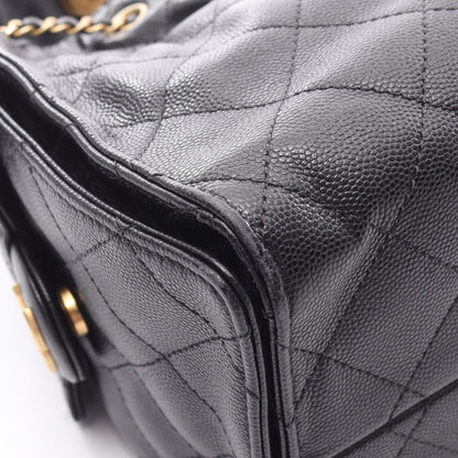 シャネル25 スモール チェーンショルダーバッグ キャビアスキン ブラック ゴールド金具 シャネル バッグ CHANEL