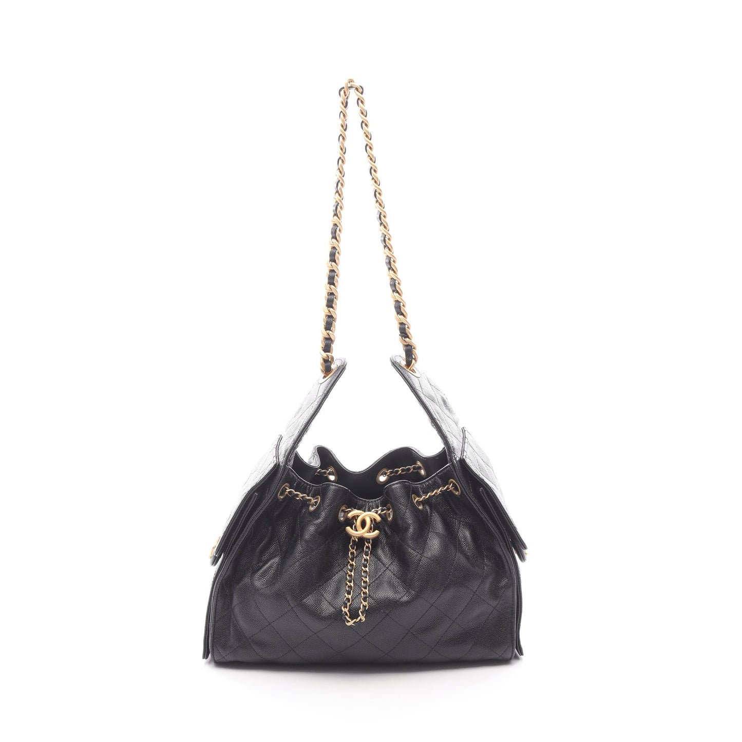 シャネル25 スモール チェーンショルダーバッグ キャビアスキン ブラック ゴールド金具 シャネル バッグ CHANEL