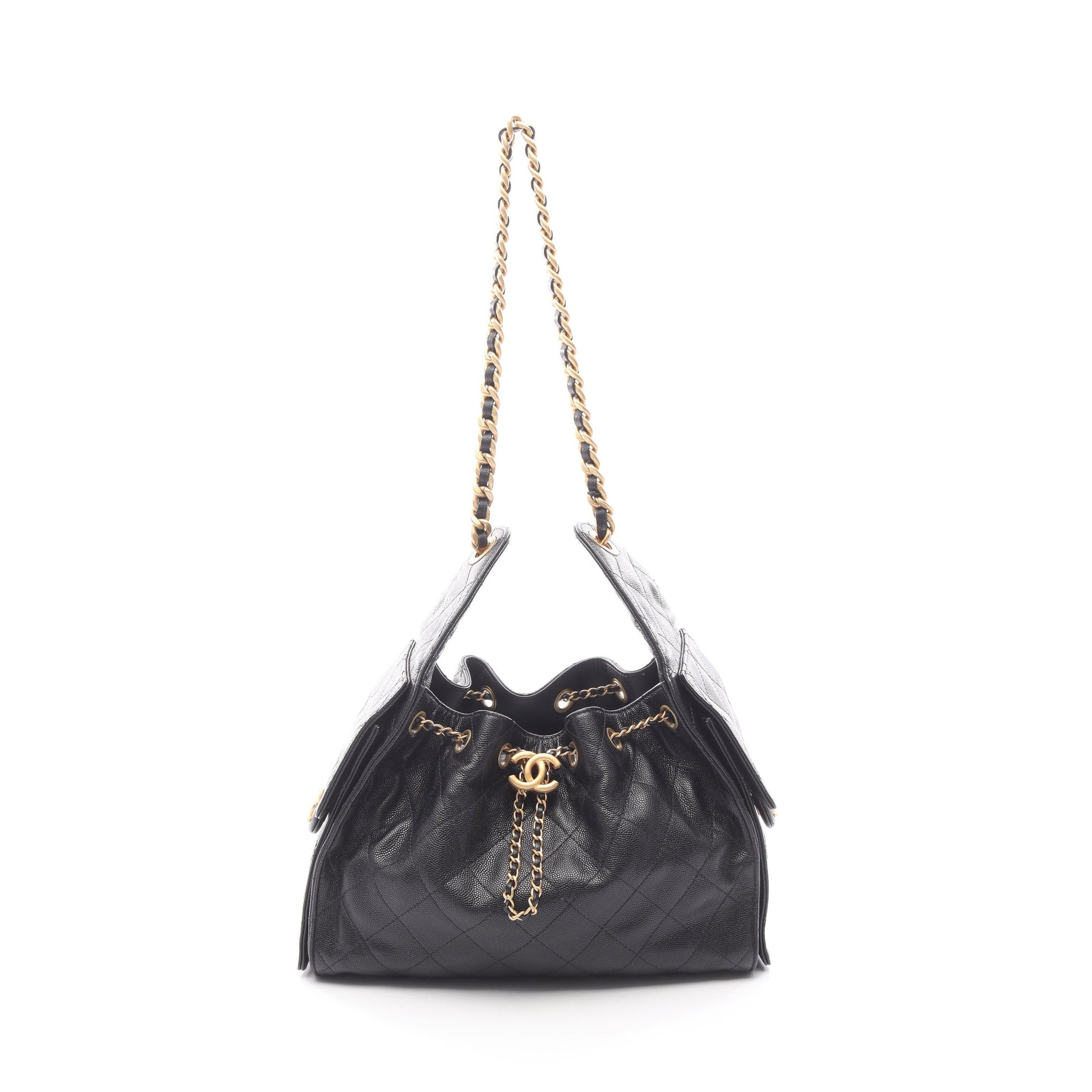 シャネル25 スモール チェーンショルダーバッグ キャビアスキン ブラック ゴールド金具 シャネル バッグ CHANEL