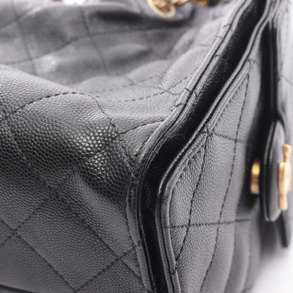 シャネル25 スモール チェーンショルダーバッグ キャビアスキン ブラック ゴールド金具 シャネル バッグ CHANEL