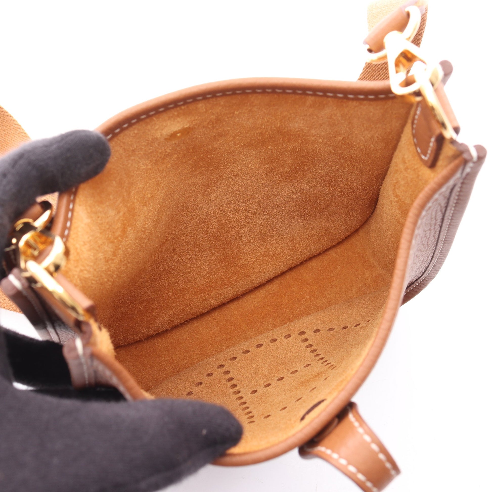 エヴリンアマゾンTPM ゴールド ショルダーバッグ トリヨンクレマンス ブラウン ゴールド金具 K刻印 エルメス バッグ HERMES