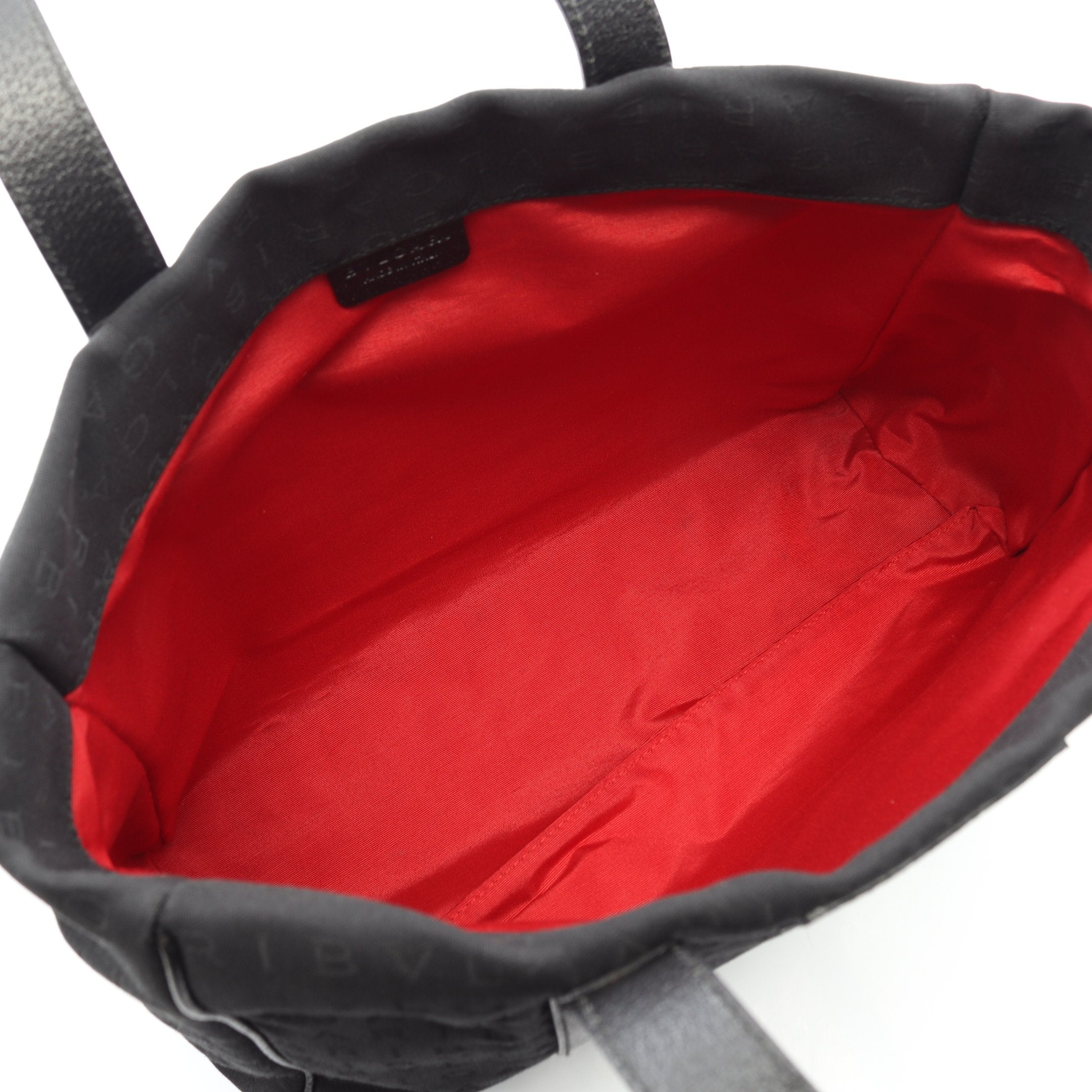 ロゴマニア ハンドバッグ トートバッグ キャンバス レザー ブラック